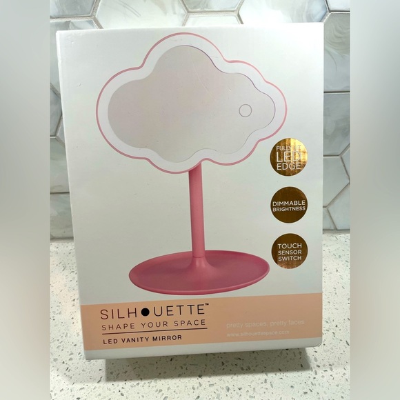Silhouette Other - Silhouette Cloud Shaped LED Vanity Mirror Pink Brand New In Box Acessory Tray